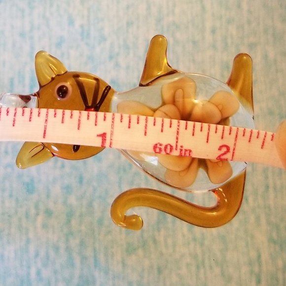 NWT Amber Colored Glass Kitty Cat Pendant 2" - Picture 3 of 8